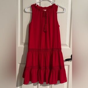 GB Girls Red Sleeveless Dress with Tassel Tie